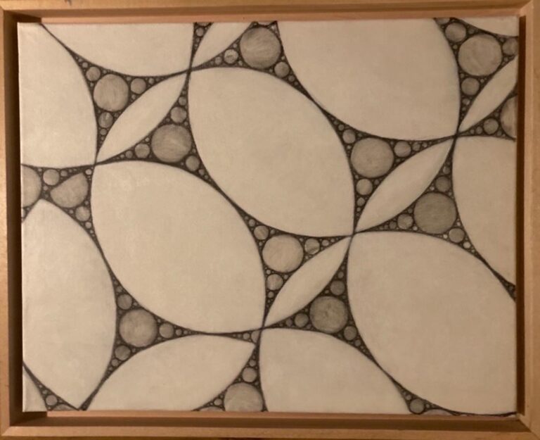 Visuman, Apollonisches Netz 4, 40 x 50 cm, Acryl und Bleistift auf Leinwand, 2018, gerahmt